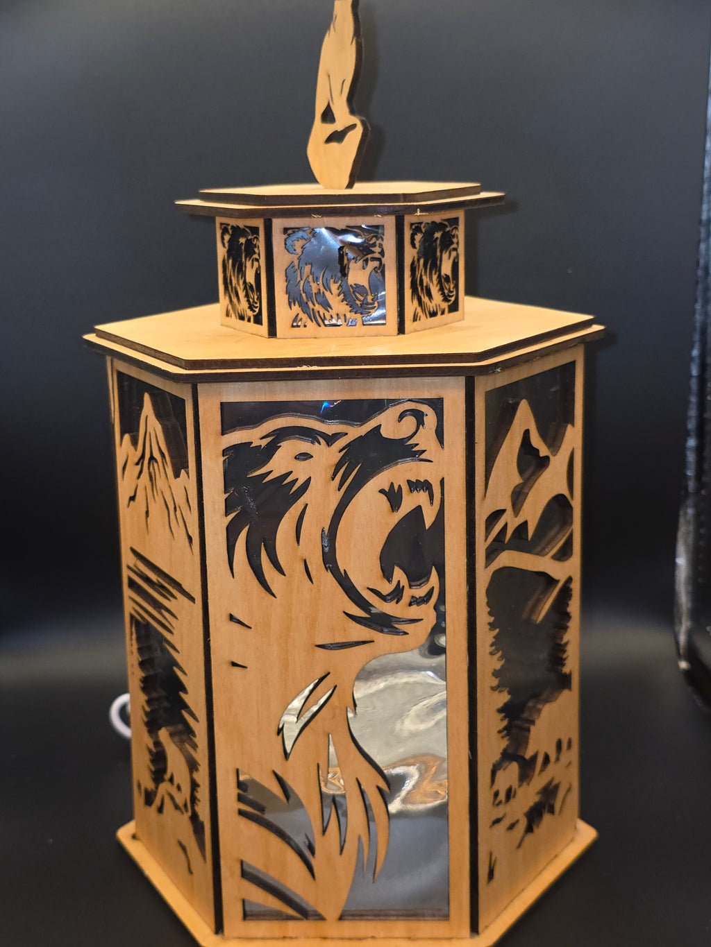 LED Bear Lantern Shadow Box