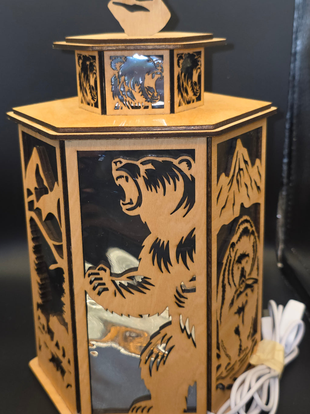 LED Bear Lantern Shadow Box
