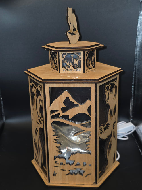 LED Bear Lantern Shadow Box